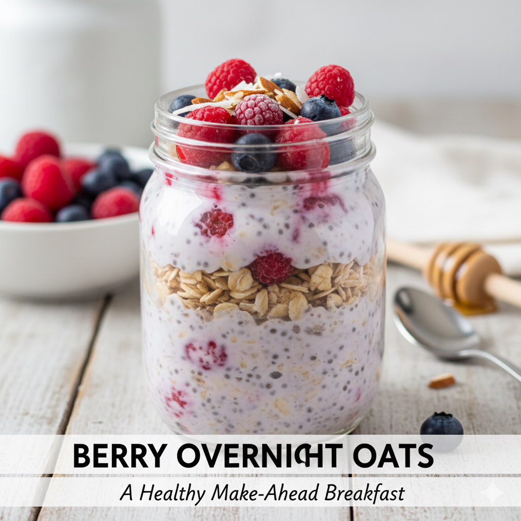 Berry overnight oats in jar