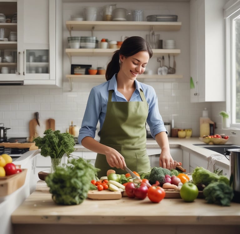 A welcoming workspace with a laptop open to the 5-day Thryve Reset Challenge sign-up page, surrounded by fresh fruits and a water bottle.