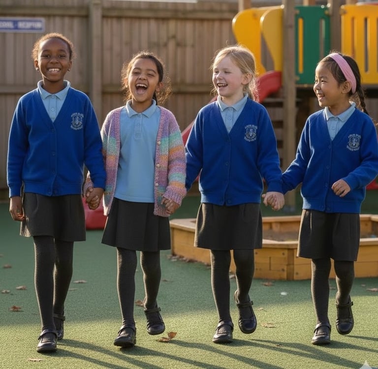 A group of school girls socialise