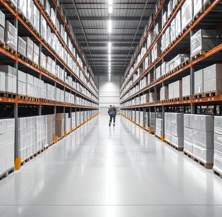 Interior de almacén logístico ordenado y eficiente