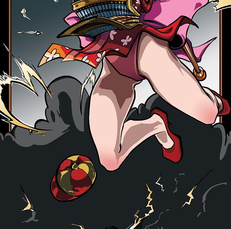 "Nami's Card". Fan art Du personnage de Nami et Zeus dans l'Univers One Piece dans l'arc Wano 
