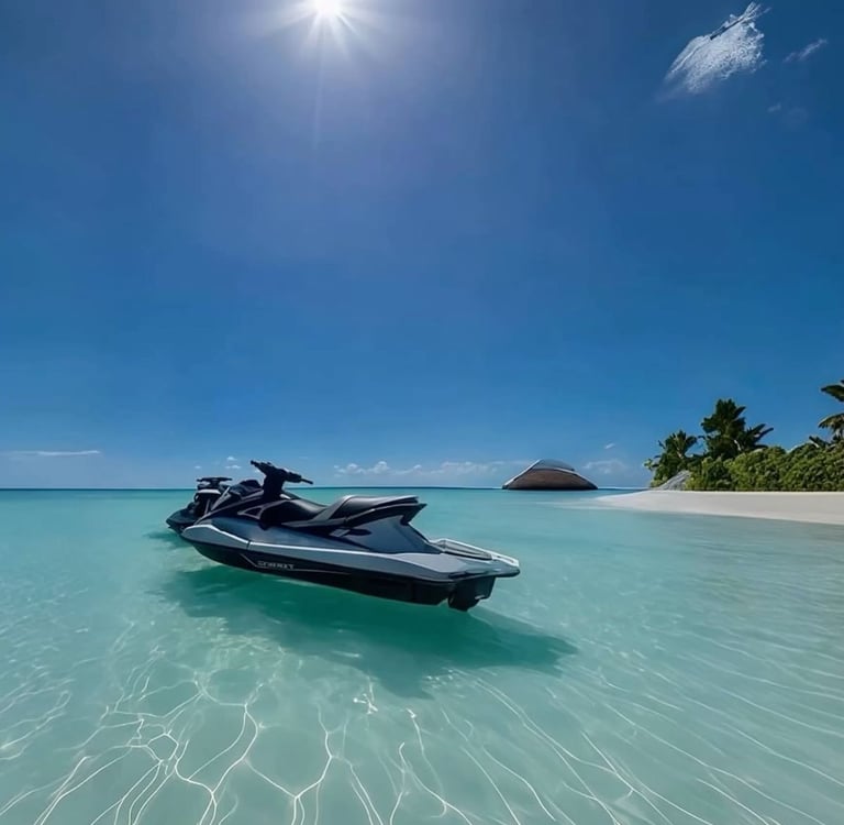 jet ski sur l'eau bleu transparente 