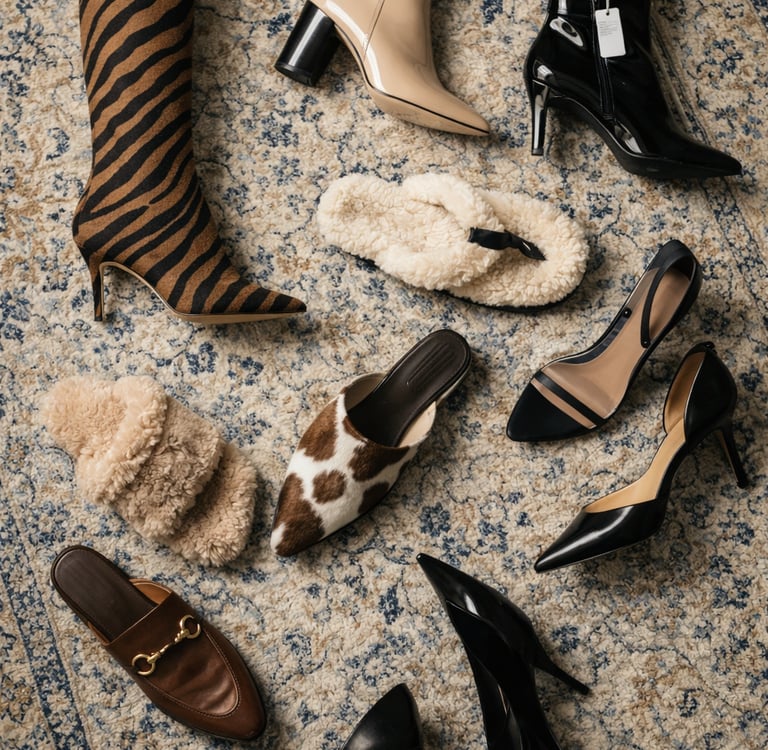 Fashion outfit inspiration with curated shoes and accessories