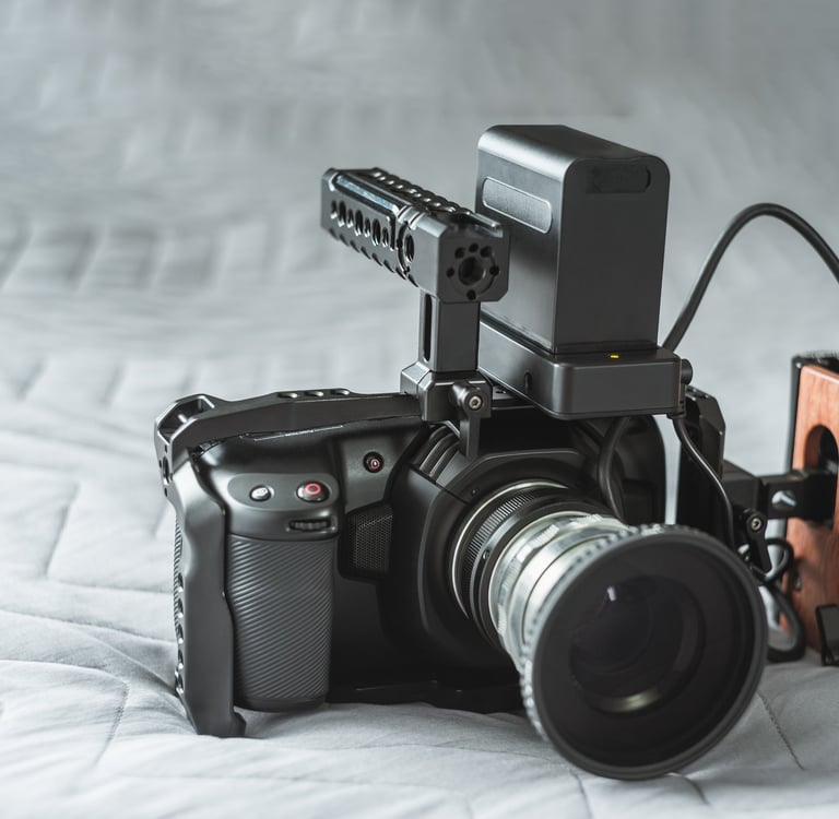 photo d'une caméra vidéo avec un objectif