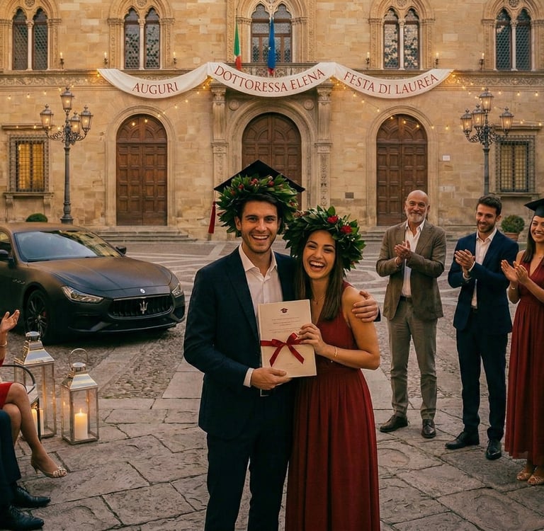 Auto di lusso con conducente per festa di laurea