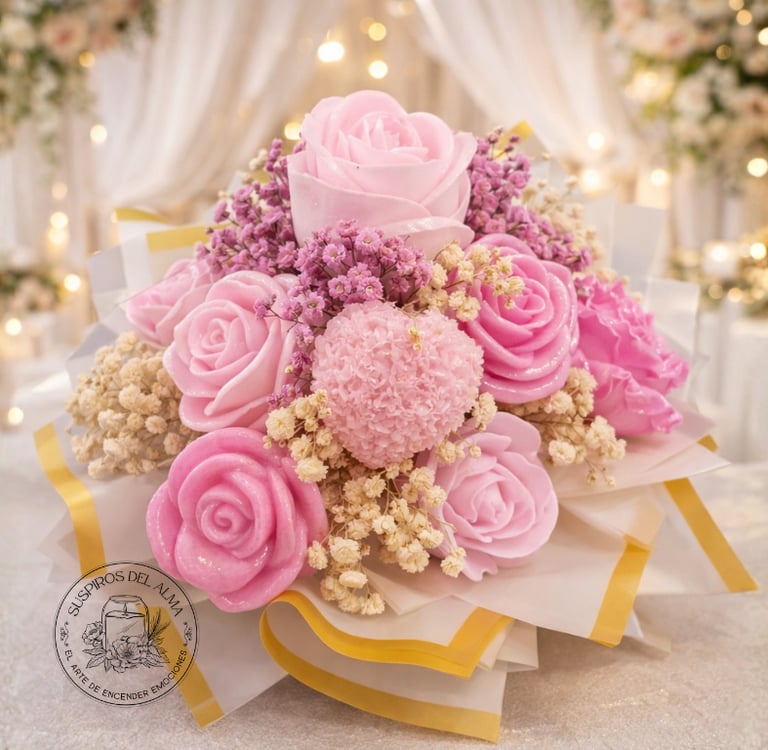 a bouquet of pink roses in a vase on a table