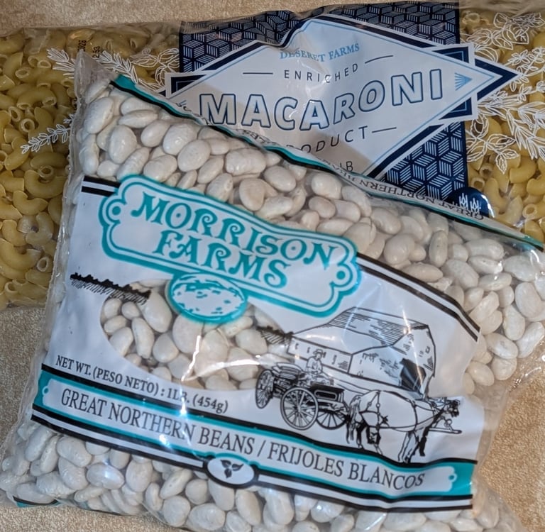 macaroni & dried beans/ pantry staples