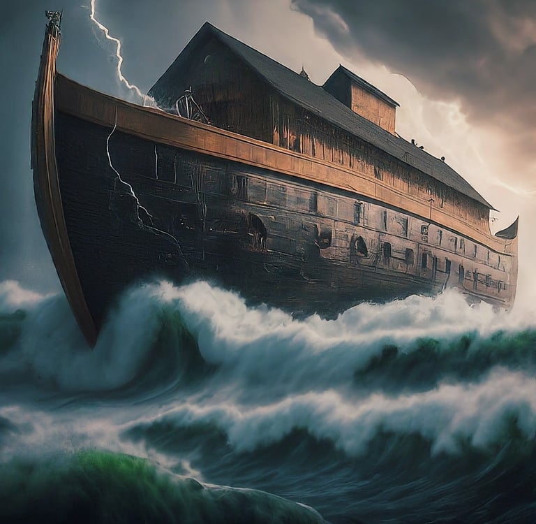 a boat in the water with a storm cloud in the background