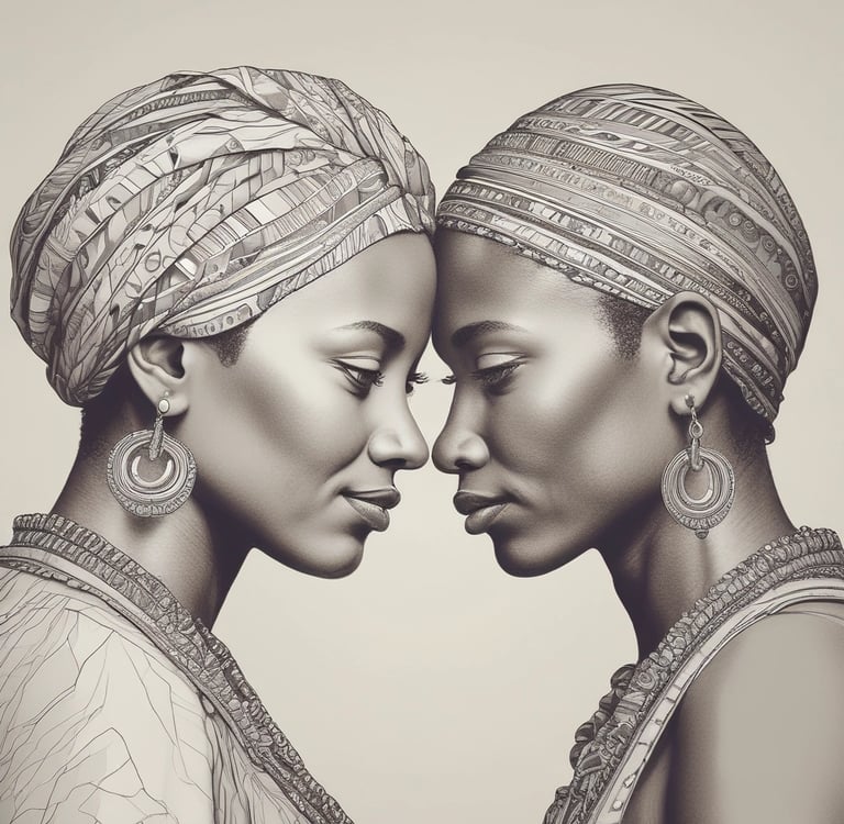 two women in traditional african - american style clothing