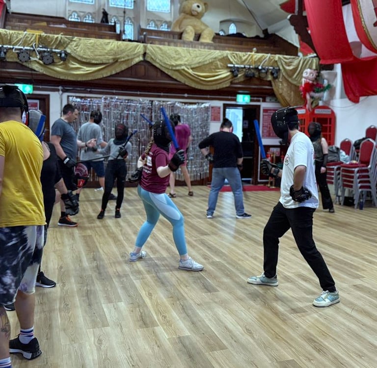 Taken by Mills Robinson @tuff_fluff764, @cardiff_players_theatre, a sabre class put on by Edel