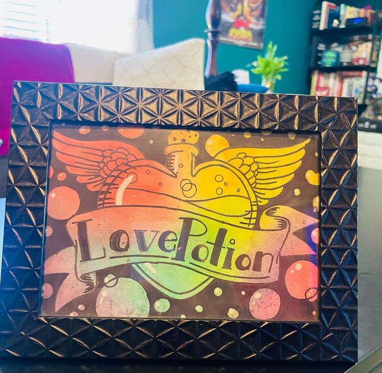 water color painting of love potion. Art by Alexis Peralta.