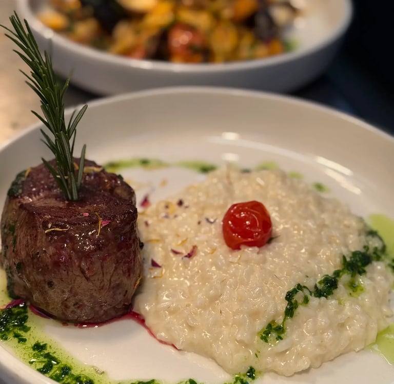 steak with risotto