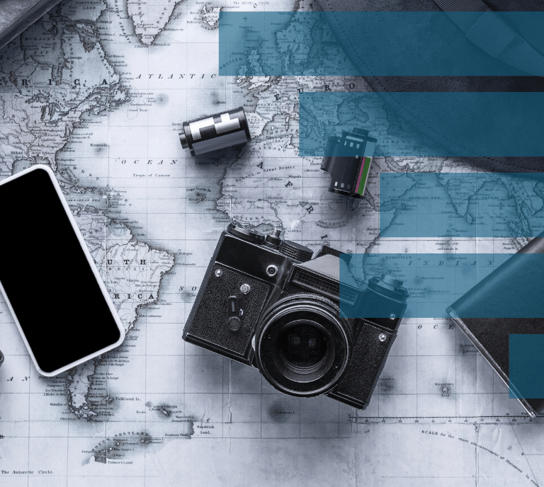 Image of a graph over a map to symbolise AI in hospitality