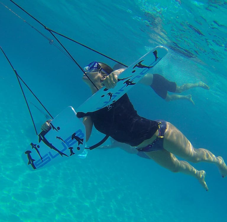 Guests enjoying subwing underwater adventure during catamaran tour in Papagayo Gulf