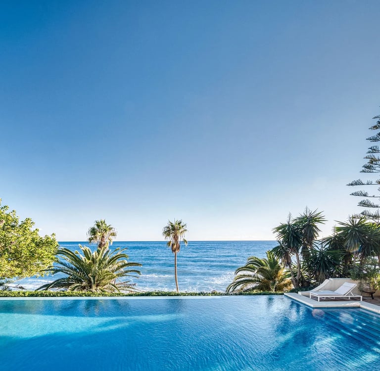 Infinity pool overlooking the Mediterranean with panoramic sea views