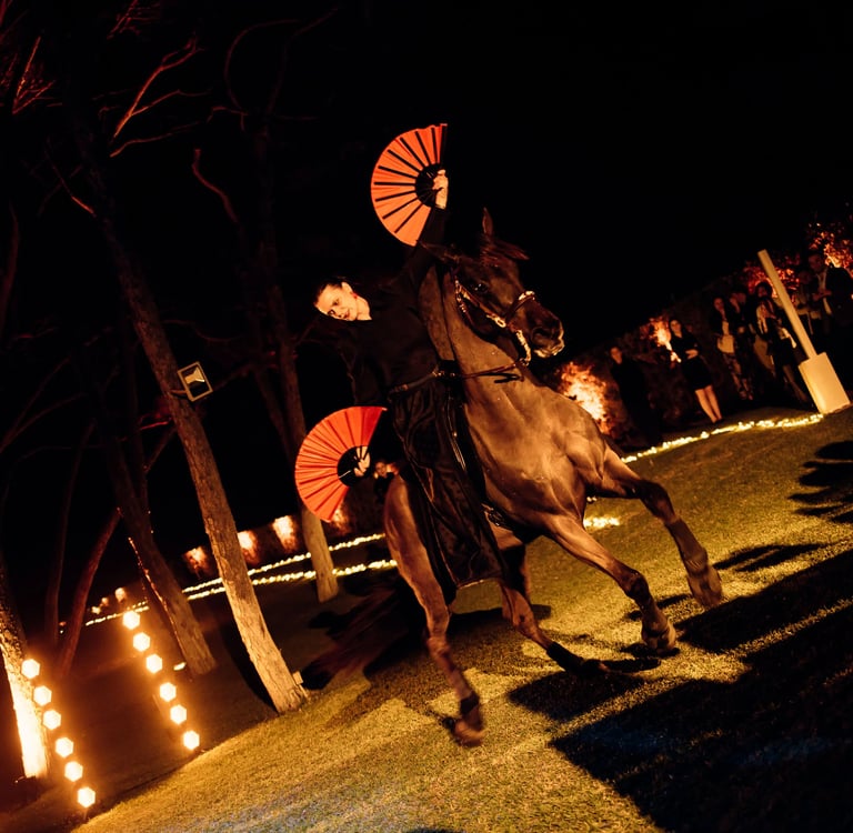 Equestrian performance at luxury Marbella wedding reception
