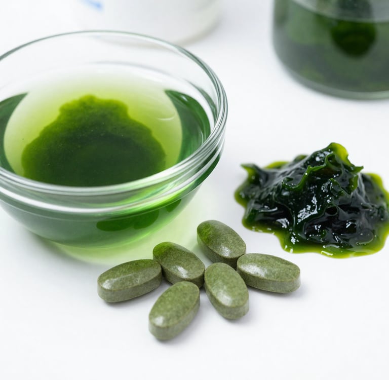 Green spirulina and chlorella supplements for natural healing and spiritual awakening