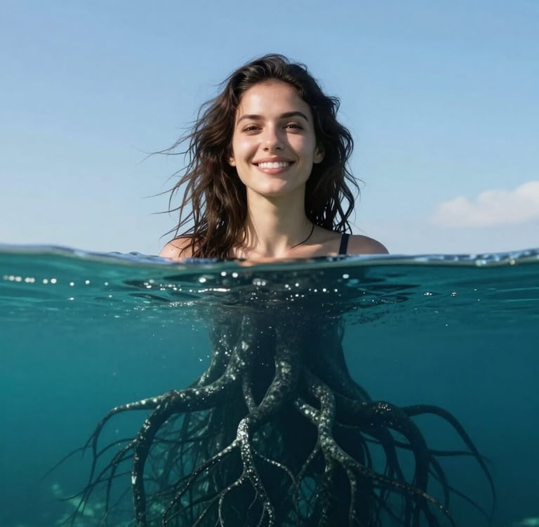 Conscious and subconscious mind metaphor showing hidden limiting beliefs blocking manifestation