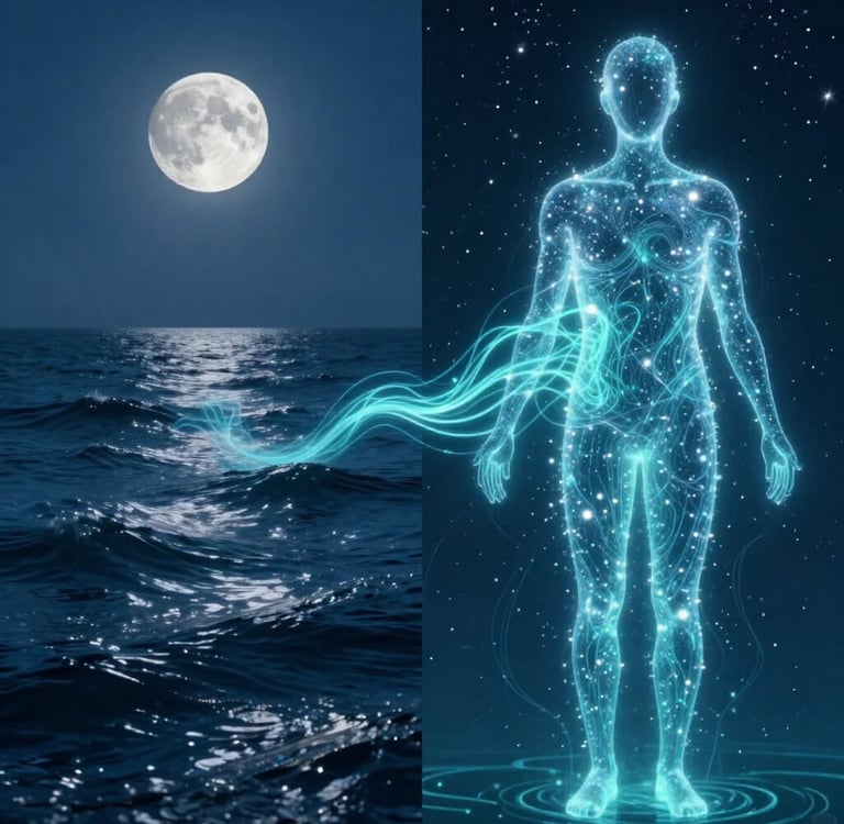 Moon gravitational pull affects human body water content and energy cycles