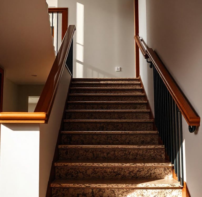 rudi granitiniai laiptai