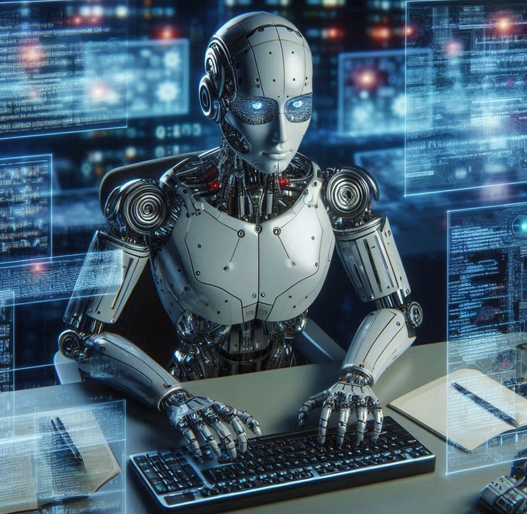 a robot - like robot with a keyboard and a keyboard
