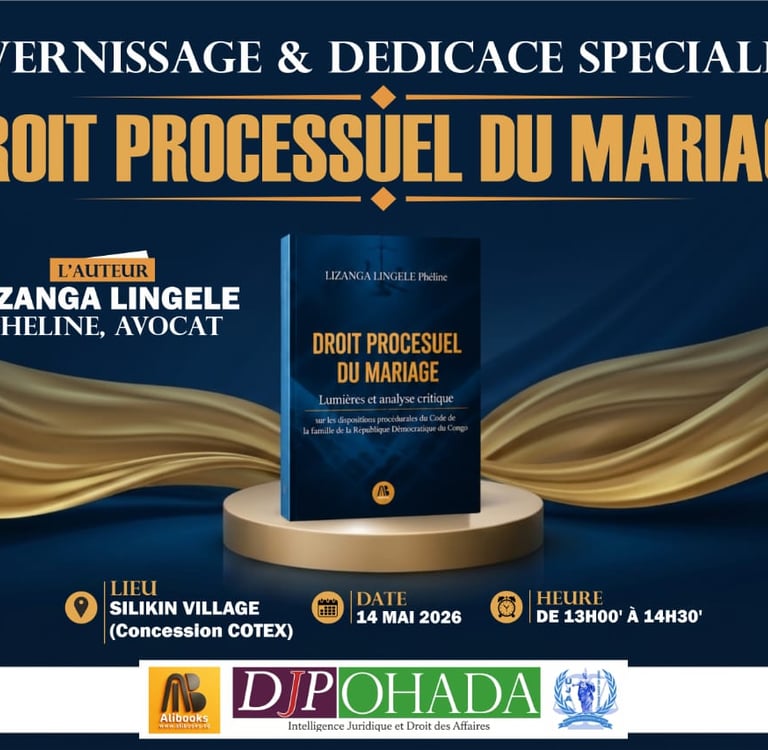 VERNISSAGE du livre "Droit processuel du mariage" pour ce 14 mai à Silikin