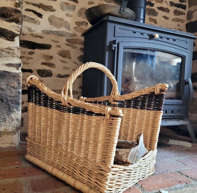 Panier à buches en osier