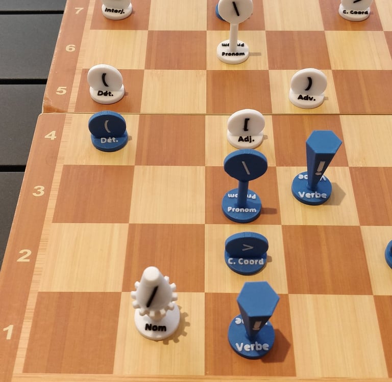 Position of the pieces form a puzzle and the solution is a sentence