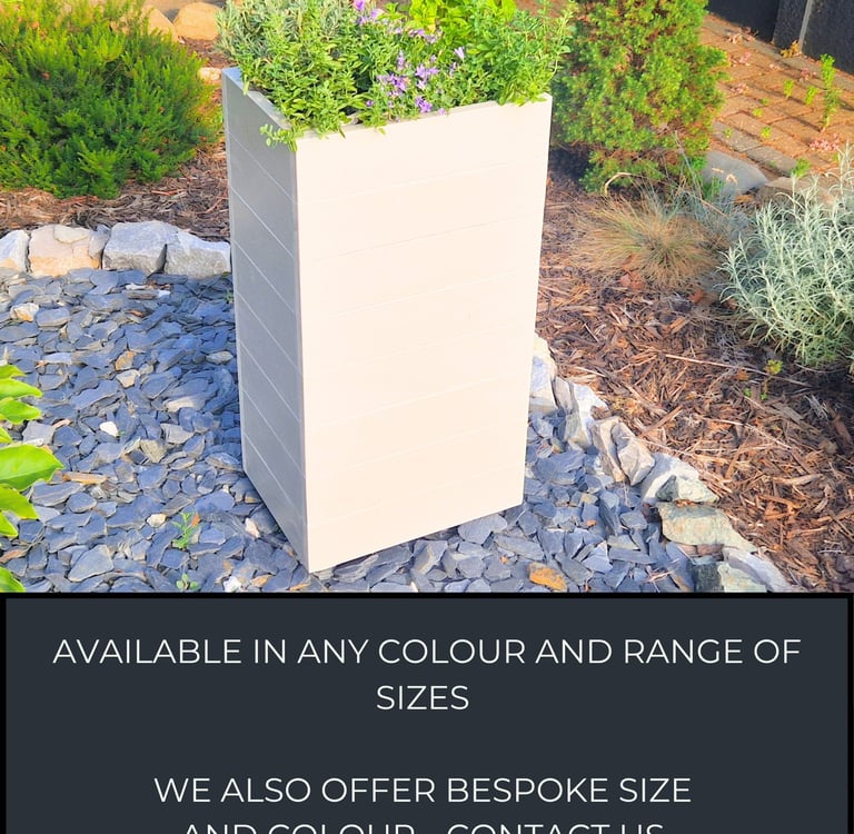 tall narrow flower planter made from quality wood painted in white colour