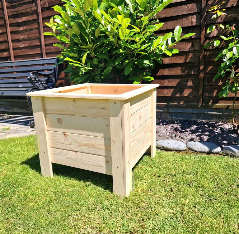 large wooden planter made from wood handmade solid aston design