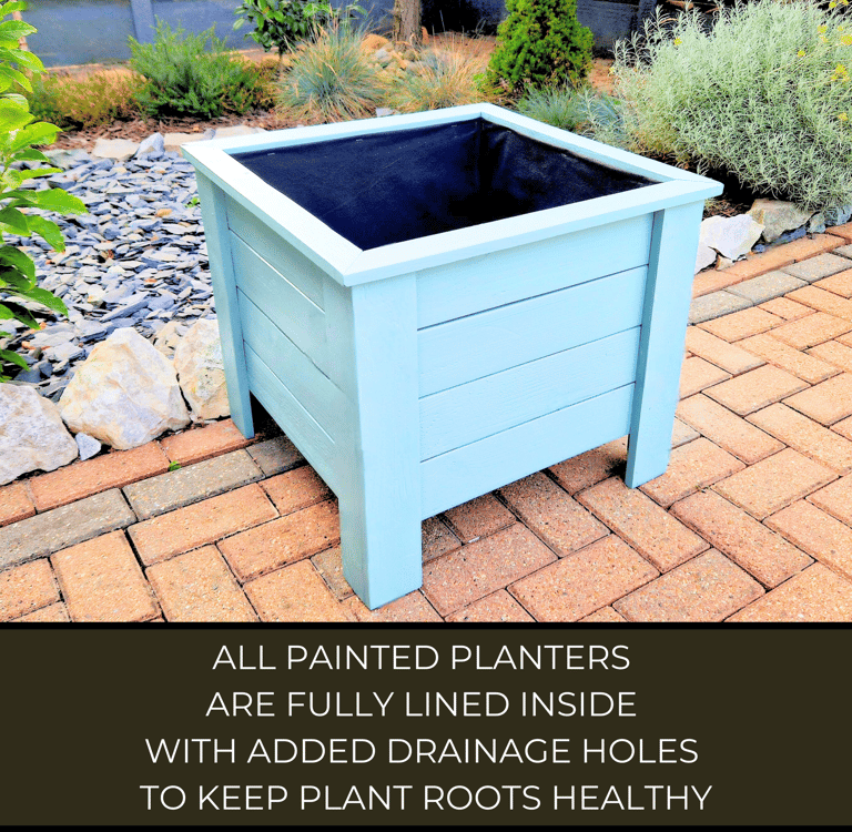 square outdoor planter on legs wooden plant box handmade in UK Custom Size and Colour