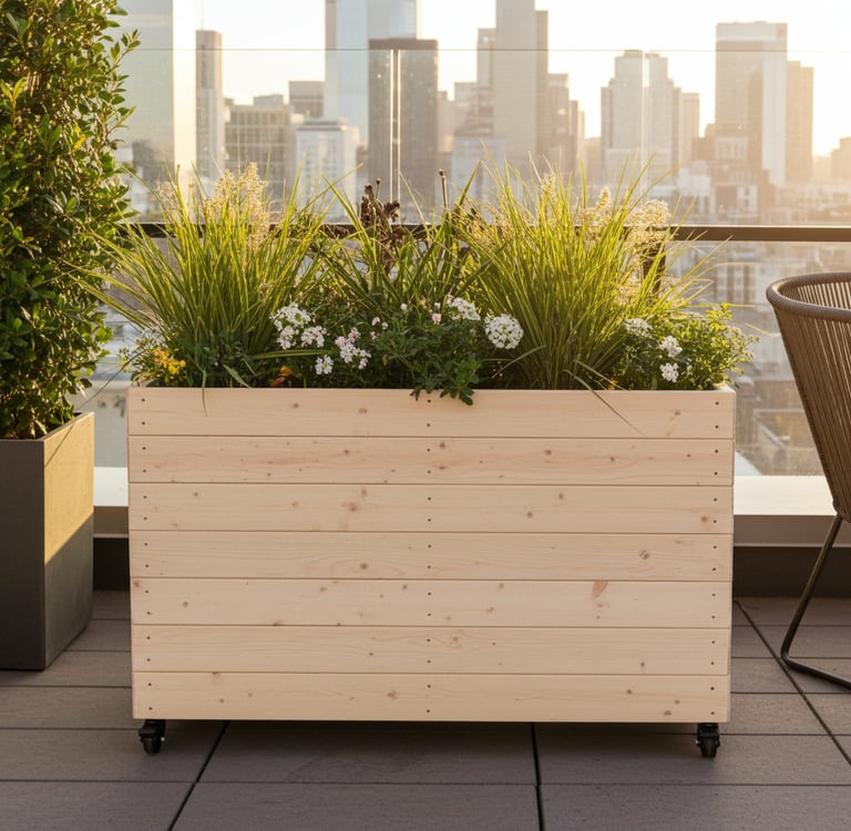 large wooden planter box made from natural wood tall narrow plan pot with plantse from wood plant box on legs