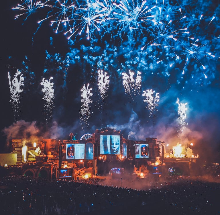 music festival with fireworks