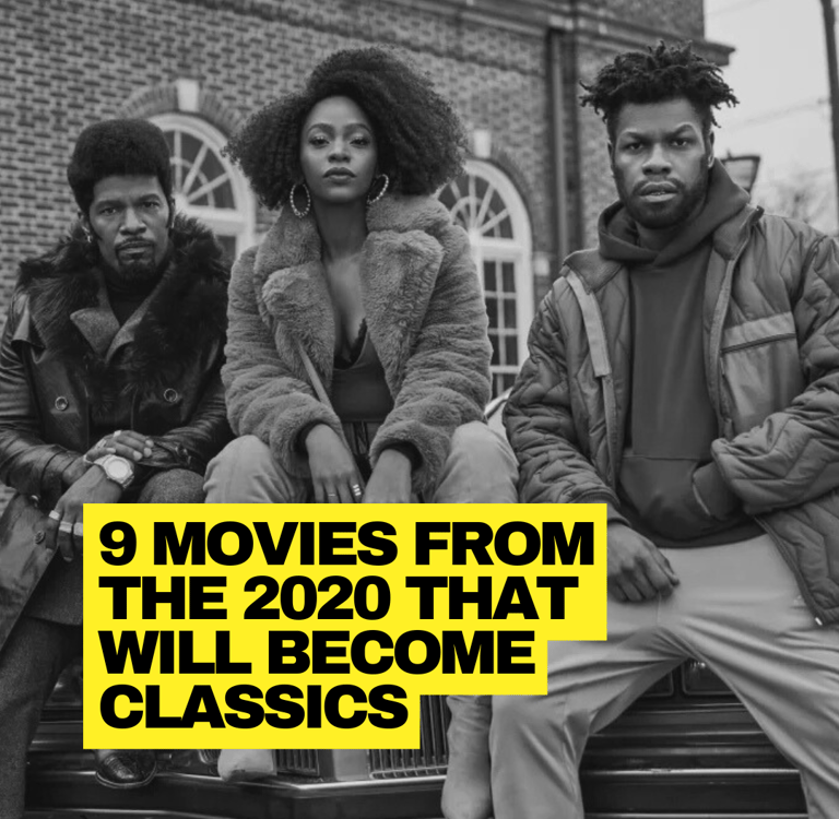 a man and woman sitting on a bench with the words 9 movies from the 20