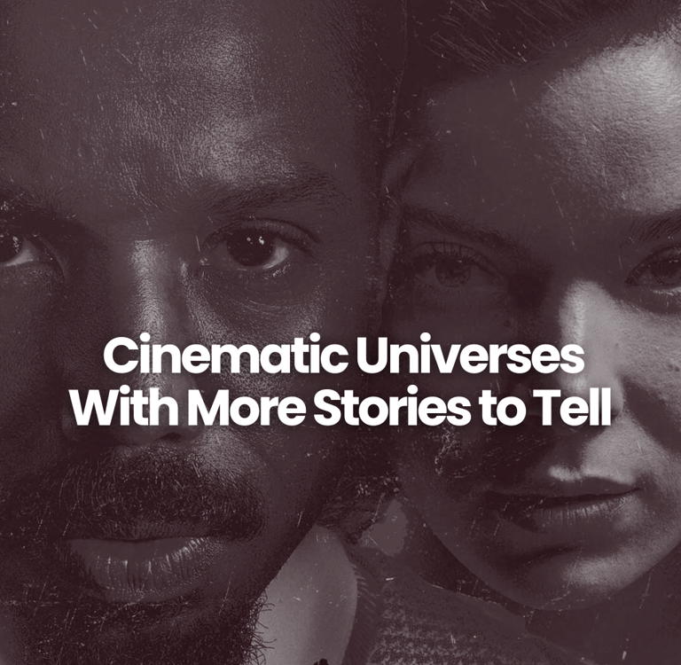 a man and woman in black and white with text cinematic universe