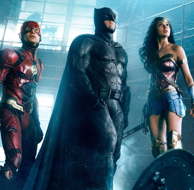 a group of people standing around a man in a suit and a woman in a