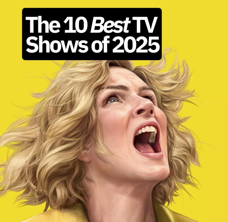 a woman with a yellow jacket and yellow jacket with the words the 10 best tv