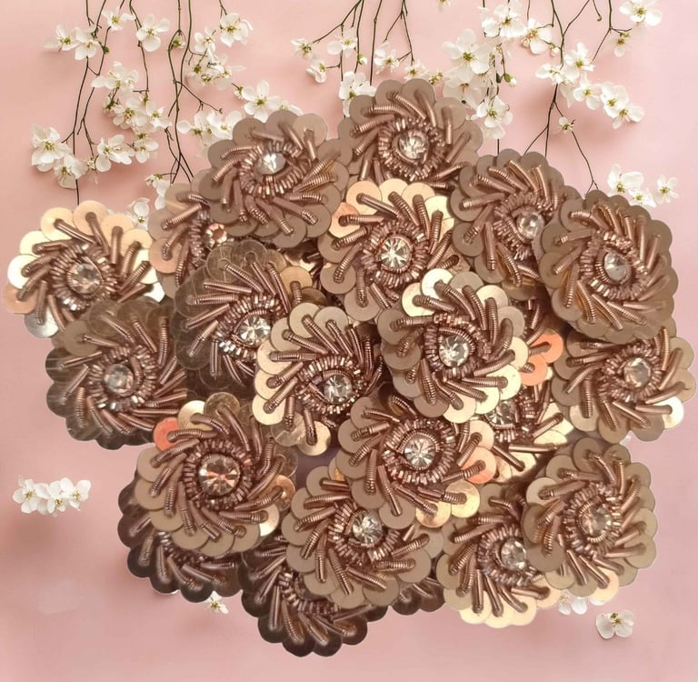 Royal hand-embroidered zardosi patch for festive dresses