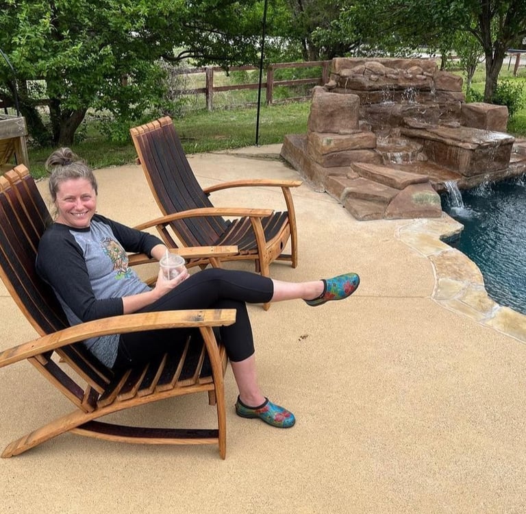 customer in barrel chair