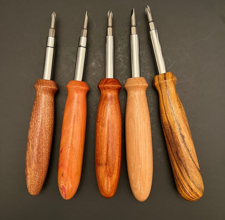 screwdrivers with various woods
