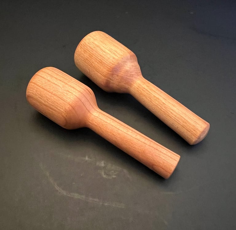 Yellow Birch & Cherry baby rattles - special order