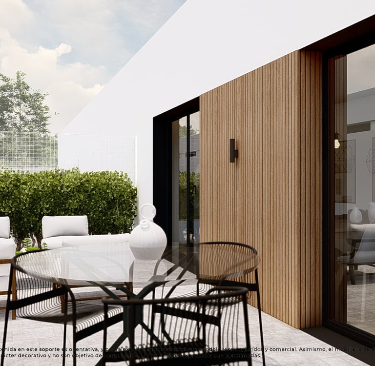 a patio with a table and chairs and a table