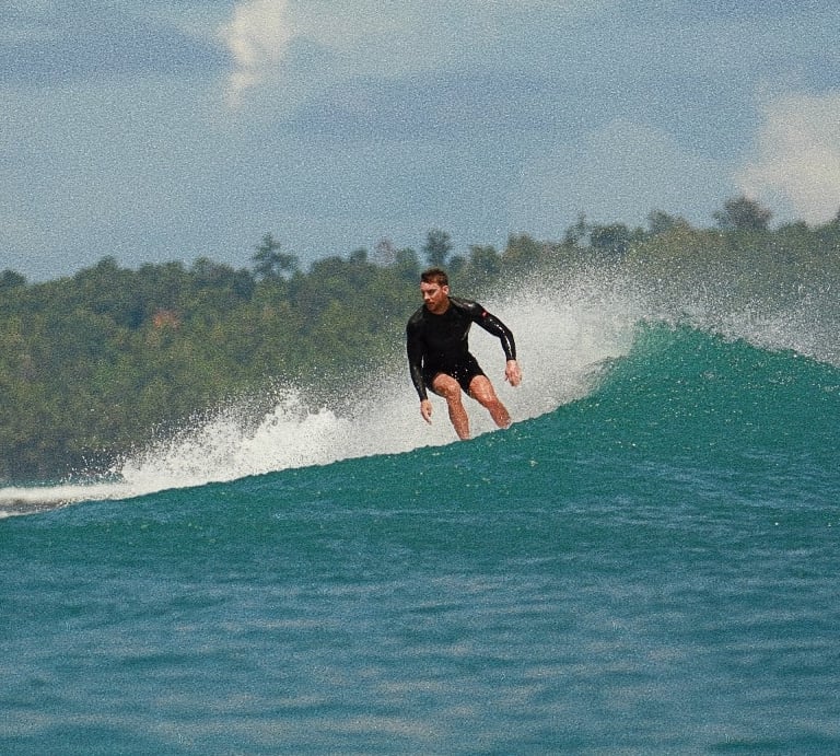 a man in a wetsuit surfing on a wave