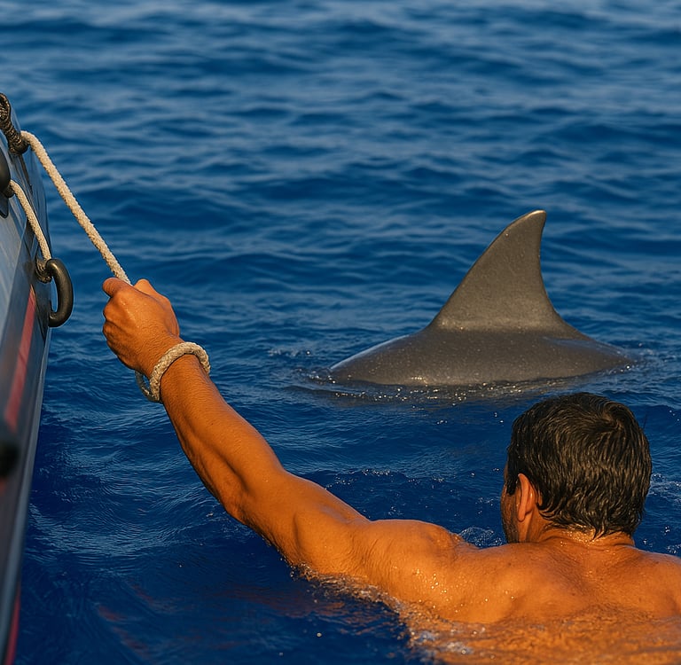 close encounter swimming with dolphins in Madeira.