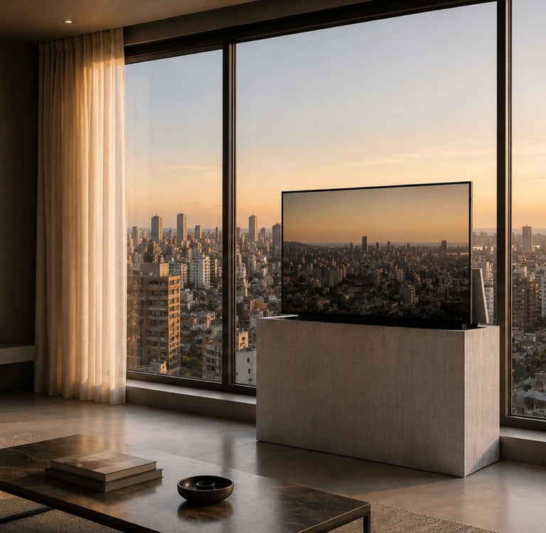 Mueble con sistema de elevación para pantalla de 50"
