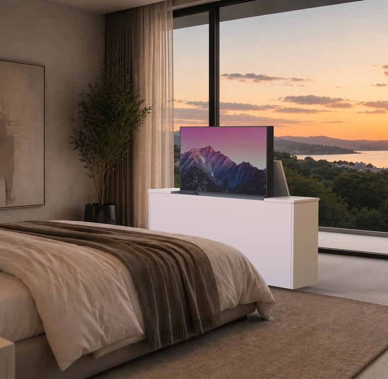 Pie de cama con sistema de elevacion tv lift incorporado