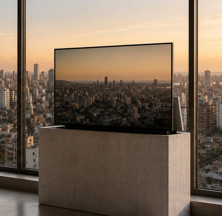 mueble de guardado de tele con sistema TV lift
