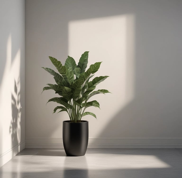 Planta Zamioculca (Planta ZZ) en una maceta de cerámica