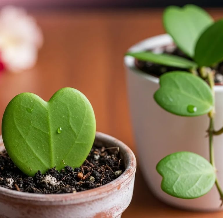 Hoya Kerrii o Planta Corazón en maceta pequeña, ideal para San Valentín.