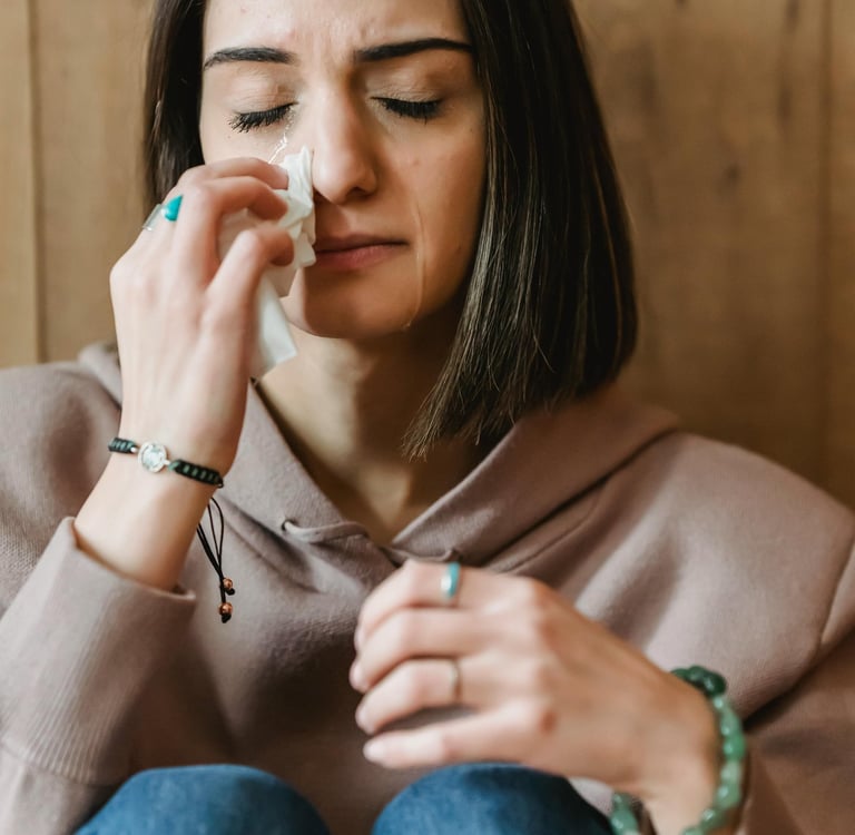 crying woman has cheating spouse and she feels hopeless and sad